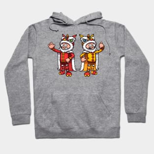 2 Characters Wearing Lion Dance Costumes Hoodie